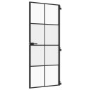 vidaXL Innerdør slank svart 83x201,5 cm herdet glass og aluminium