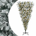 vidaXL Opp-ned kunstig hengslet juletre 180 cm 300 LED-lys Varmhvit
