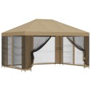vidaXL Hagepaviljong med sidevegger 4 × 3 m Beige Polyester og stål