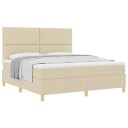  Box Spring Seng med Madrass Krem Super King Stoff