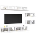 vidaXL TV-benksett 6 deler hvit sponplate