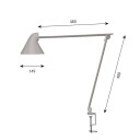 Louis Poulsen NJP Bordlampe Grå Bordklemme