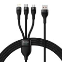 Baseus 3in1 USB cable Flash II Series USB-C + micro USB + Lightning 66W 1.2m (Black)