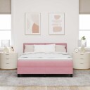  Box Spring Seng med Madrass & LED Rosa 140x190 cm Fløyel