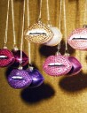 Vondels Glassornament lepper med diamanter rosa 6,5 cm