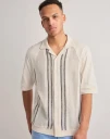 Ciszere Bran Crochet Contrast Shirt Kortermede skjorter Beige