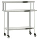  Kjøkkenbenk med overhylle 110x55x120 cm rustfritt stål