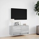  Vegghengt TV-benk med LED grå sonoma 80x31x35 cm 852360