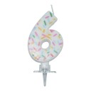 Bursdagslys med dryss 7 cm - Tallet 6