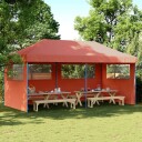  Sammenleggbart partytelt pop-up med 3 sidevegger terrakotta 4004949