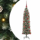  Kunstig Slankt Jule Tre med 150 LED Grønn og hvit 120 cm
