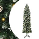  Kunstig Slankt Jule Tre med 300 LED Grønn og hvit 240 cm