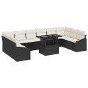 vidaXL Sofa sett 11 stk. Svart og krem polyrotting