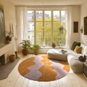 Rundt teppe   Amira Natural Cotton Shaggy oransje/rosa Størrelse: Ø 240 cm