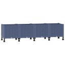 vidaXL Hagekrukke med hjul Blågrå 160 x 40 x 48 cm PP