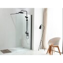 Cassøe Slim dusjvegg, 90 cm, klart glass, sort profil