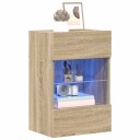 vidaXL Vegghengte TV-benker med LED 2 stk sonoma eik 40x30x60,5 cm 8721012256675