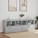 vidaXL Skjenk med LED-lys betonggrå 202x37x67 cm
