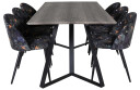 Venture Design Marina & Velvet spisegruppe Grå/flerfarget 6 st stoler & bord 180 x 90 cm