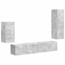  TV benksett Veggmontert 4 pcs Betonggrå Konstruert tre