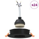  Spotlights Med Søkelys 24 Pcs Svart 9 Xcm Aluminium