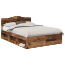  Sengestamme med hodegjerde Gammelt tre 140 x 190 cm Massiv furu