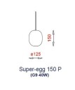 Piet Hein Superegg 150P Taklampe Opal med Rød Ledning