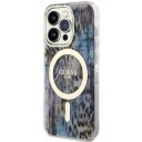 Guess iPhone 14 Pro 6,1" Hardcase Leopard MagSafe Blå