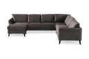 Trend 5 seters Venstrevendt U formet Hjørnesofa med Divan i Fløyel   Mørk grå