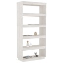 vidaXL Bokhylle/romdeler hvit 80x35x167 cm heltre furu