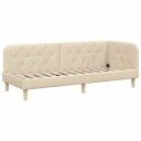  Hjørnesengramme med hodegjerde Krem 80 x 200 cm stoff