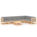 vidaXL Hagesofagruppe med puter 8 deler heltre furu