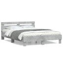 vidaXL Sengeramme med hodegavl betonggrå 140x190 cm konstruert tre 8721012246546