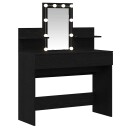  Sminkebord med LED Svart Eik 100x40x130 cm