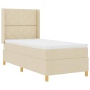  Box Spring Seng med Madrass & LED Krem 90x200 cm Stoff