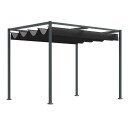 Pergola Gazebo Terrassetak med Skyvetak Svart/Grå