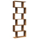 Romdeler bokhylle 6 lag gammelt tre 70x24x193 cm konstruert tre