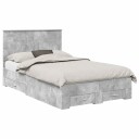  Sengestamme med skuff Betonggrå 135 x 190 cm Konstruert tre