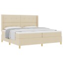  Sengebunn med madrass kremfarget 200x200 cm stoff