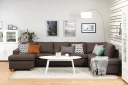 Crazy 5 seters Høyrevendt U formet X Large Sofa med Divan og Sjeselong i Stoff   Brun