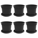vidaXL Plantepotter 6 stk. Svart Plast