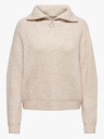 Only Baker Long Sleeve Zip Pullover Knit Beige S