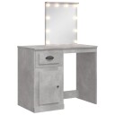  Sminkebord med LED-lys betonggrå 90x42x132,5 cm 8720845437749