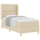  Bokspring Seng med Madrass Krem 90x200 cm Stoff