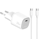 Celly 25W GaN USB-C PD Lader med USB-C Kabel 1m - Hvit