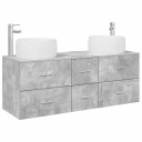 vidaXL Baderomsinnredningssett 3 stk. Betonggrå 49,5 x 44,5 x 66 cm