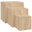 vidaXL Sidebord 3 stk sonoma eik sponplate