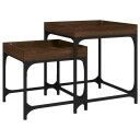 vidaXL Sidebord 2 stk brun eik konstruert tre