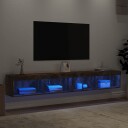  TV benker med LED lys 2 stk røkt eik 100x30x30 cm