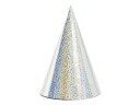 Partydeco Czap6-018, Party Hat, Sølv, 6 Stykker, Bursdag, 160 Mm, 10 Cm